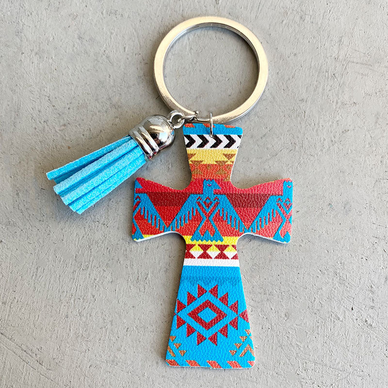 Wholesale Western Denim Leather Keychain